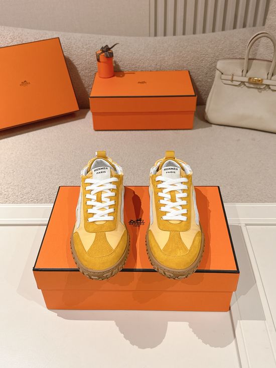 Hermes Suede Goatskin Sneakers with Iconic Design