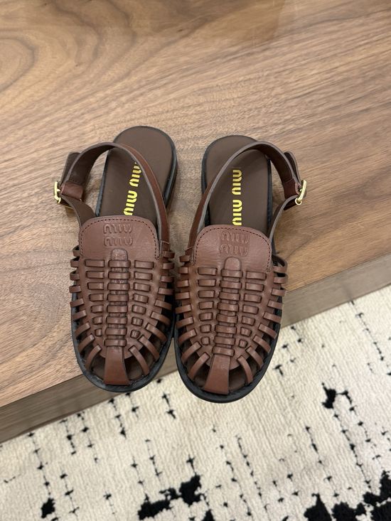 Miu Miu Woven Slingback Sandals Soft Leather Lining Non-slip Sole