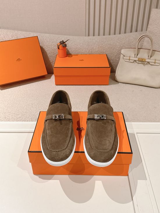 Hermes Classic Loafers with Decorative Buckle Design