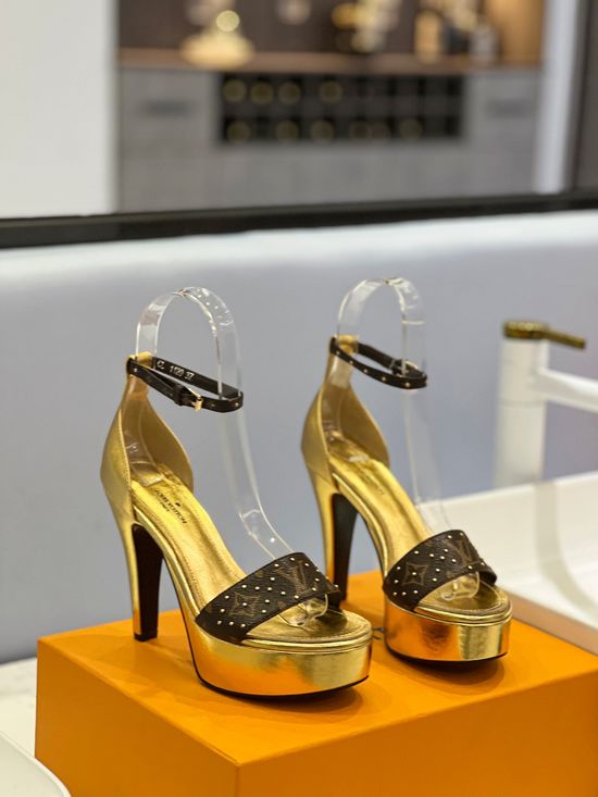 Louis Vuitton Color Block Genuine Leather Sole Platform Heels