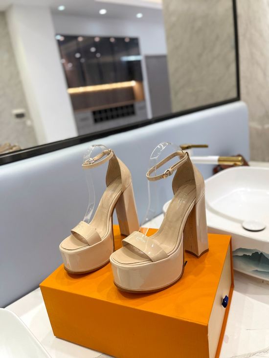 Louis Vuitton Patent Leather Buckle Strap High Heel Sandals