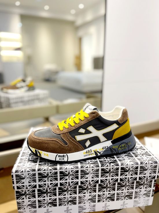 Premiata Retro Low Top Casual Sports Shoes Comfortable Leather Upper