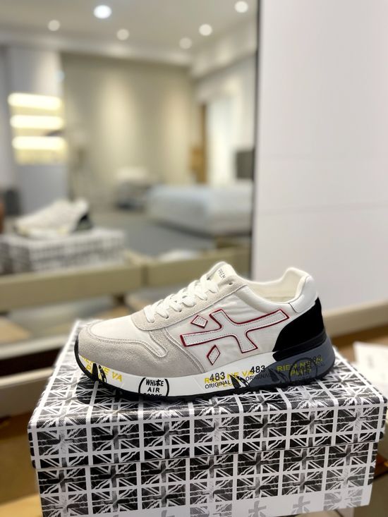 Premiata Retro Low Top Casual Sports Shoes Comfortable Leather Upper