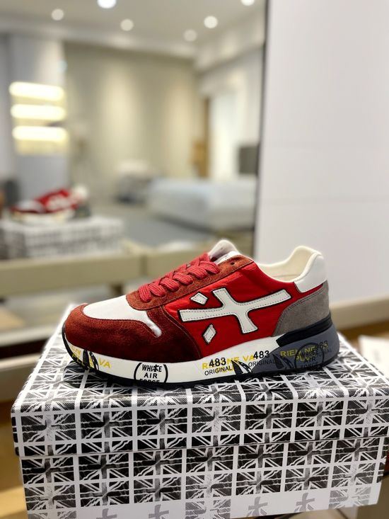 Premiata Retro Low Top Casual Sports Shoes Comfortable Leather Upper