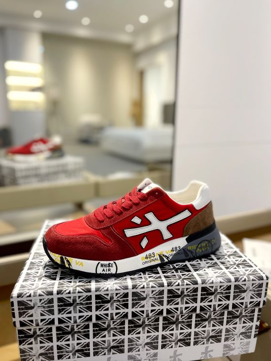 Premiata Retro Low Top Casual Sports Shoes Comfortable Leather Upper