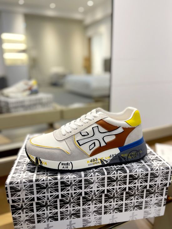 Premiata Retro Low Top Casual Sports Shoes Comfortable Leather Upper