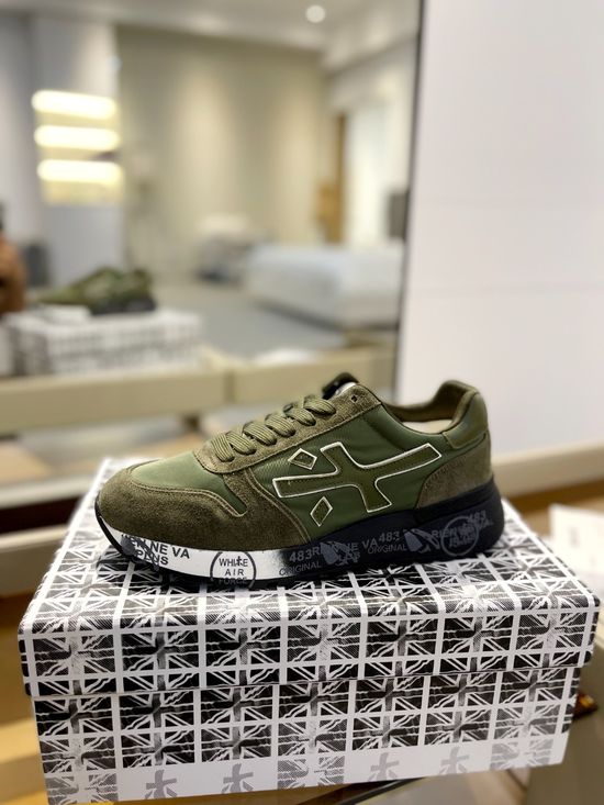 Premiata Retro Low Top Casual Sports Shoes Comfortable Leather Upper