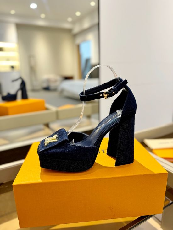 Louis Vuitton Embroidered Pattern Platform High Heel Sandals
