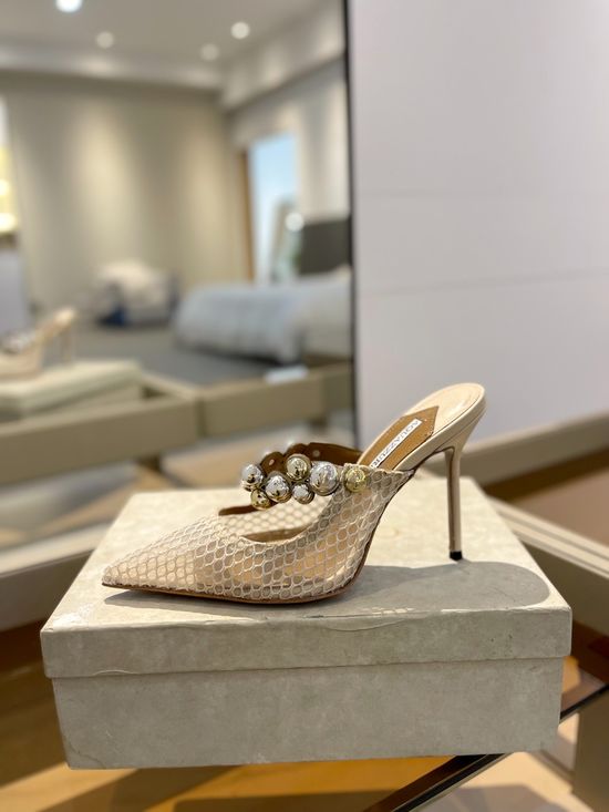 Jimmy Choo Rhinestone Mesh Stiletto Heel Sandals Premium Leather Sole