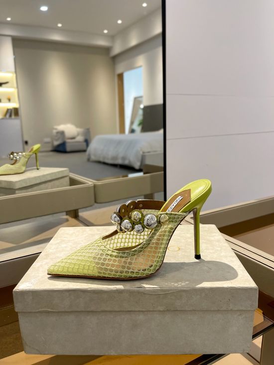 Jimmy Choo Rhinestone Mesh Stiletto Heel Sandals Premium Leather Sole