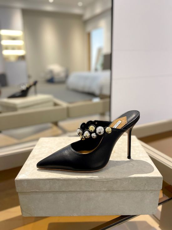 Jimmy Choo Embellished Sheepskin Stiletto Heel Slingback Sandals