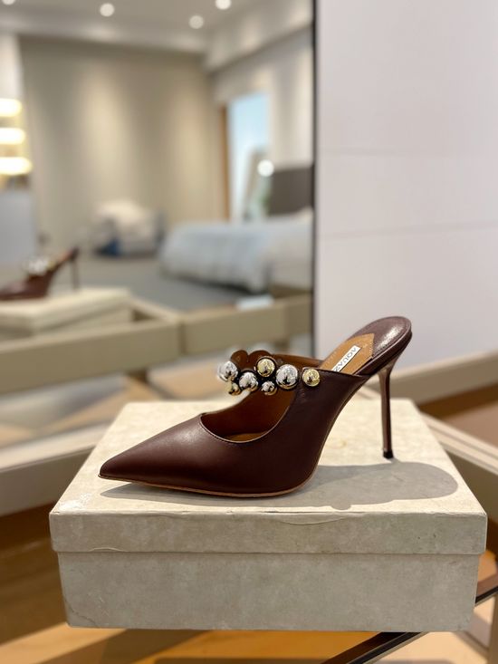 Jimmy Choo Embellished Sheepskin Stiletto Heel Slingback Sandals
