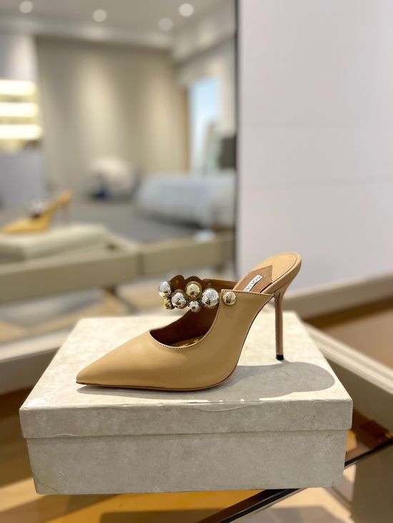 Jimmy Choo Embellished Sheepskin Stiletto Heel Slingback Sandals