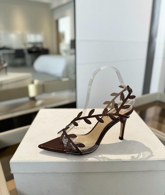 Gianvito Rossi Rhinestone Pointed Toe High Heel Slide Sandals