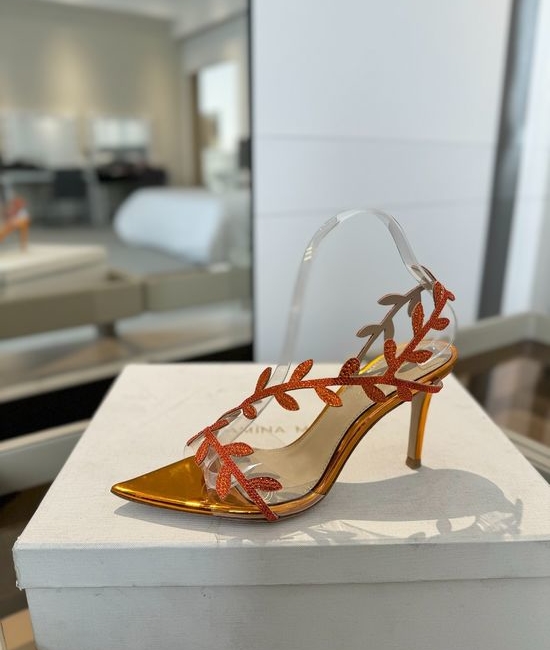 Gianvito Rossi Rhinestone Pointed Toe High Heel Slide Sandals