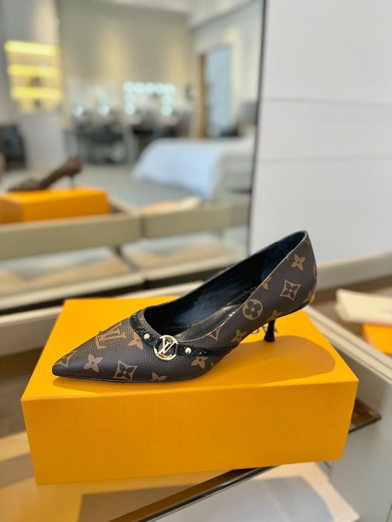 Louis Vuitton Low Heel Covered Heel Denim Leather Comfortable Casual Shoes