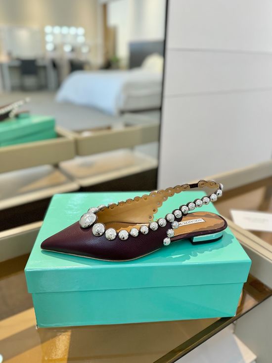Jimmy Choo Sheepskin Flat Sandals with Studs Leather Sole