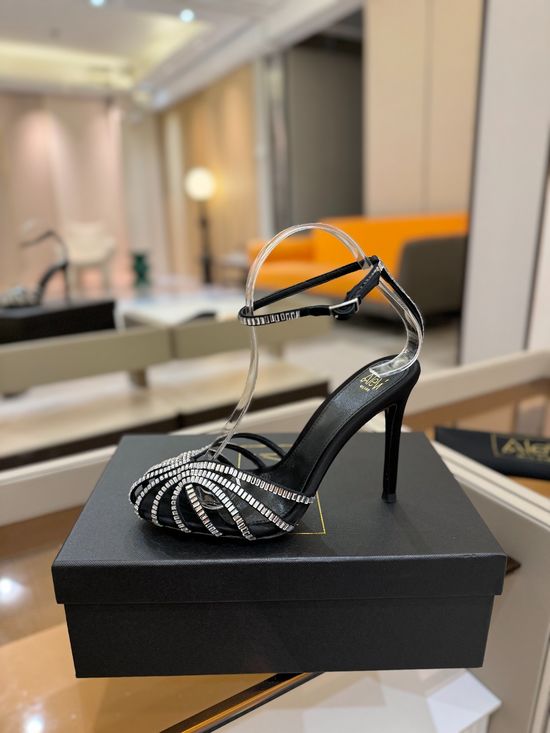 Alevi Milano Rhinestone Decorated Cutout High Heel Dress Sandals