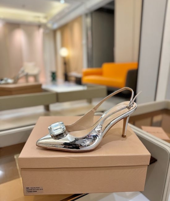 Gianvito Rossi Gemstone Velvet Patent High Heel Slide Sandals
