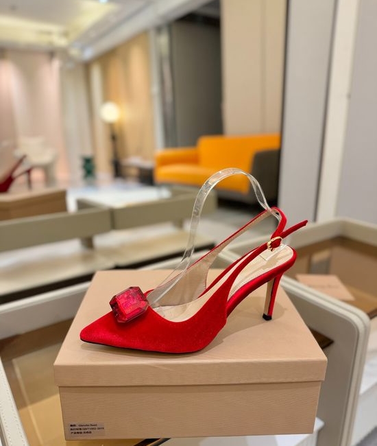 Gianvito Rossi Gemstone Velvet Patent High Heel Slide Sandals