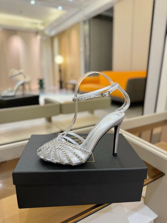 Alevi Milano Rhinestone Decorated Cutout High Heel Dress Sandals