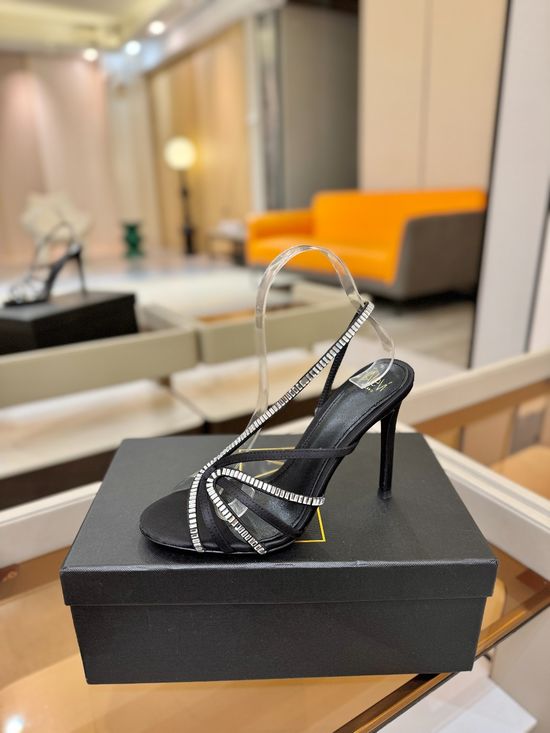 Alevi Milano Rhinestone Embellished High Heel Sandals Silk Upper