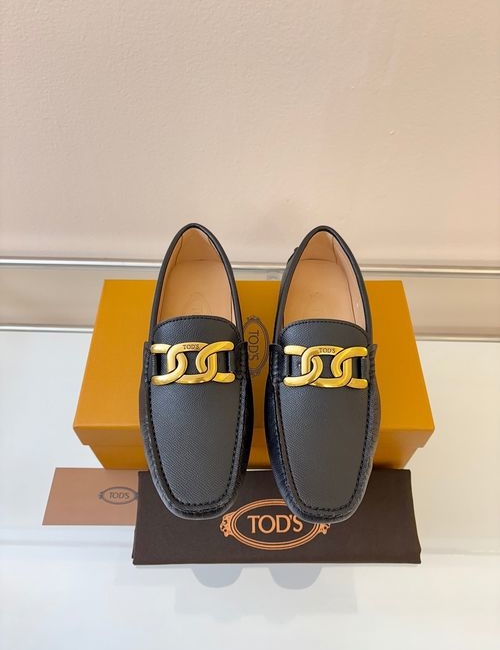 Tods Litchi Grain Suede Leather Loafers