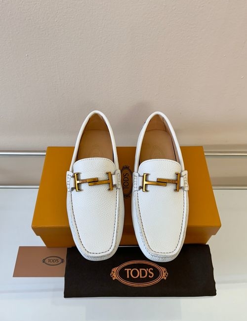Tods Litchi Grain Suede Leather Loafers