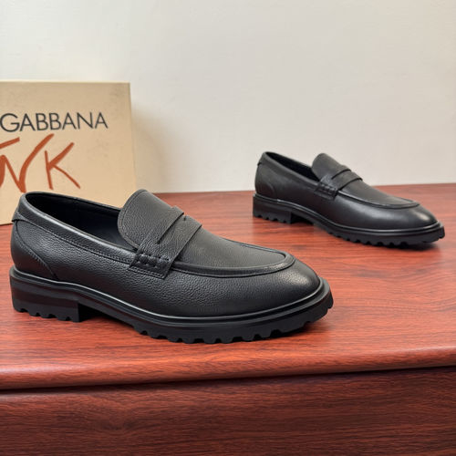 Dolce & Gabbana DG Grain Leather Slip-on Loafers