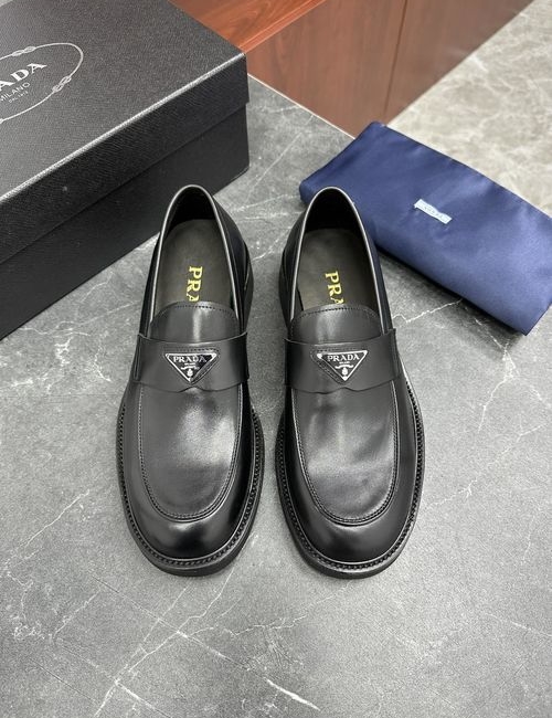 Prada Calfskin Derby Shoes With Light Sole