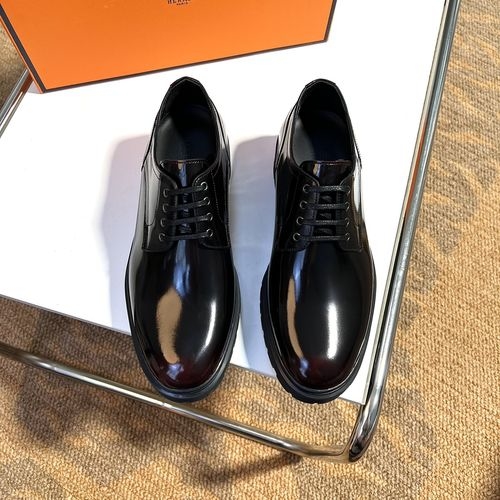 Hermes Business Casual Leather Shoes Rubber Sole