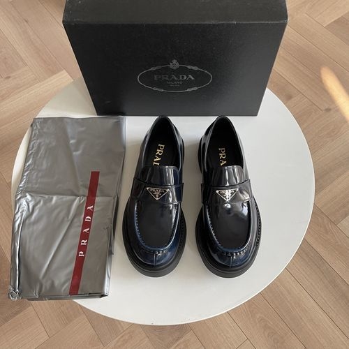 Prada Patent Leather Logo Loafers