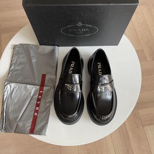 Prada Patent Leather Logo Loafers