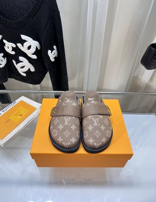 Louis Vuitton LV Cosy Mules Wool Monogram Adjustable Strap