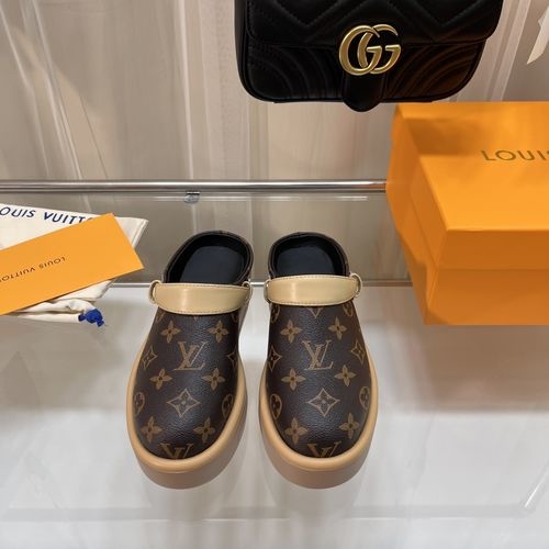 Louis Vuitton LV Aspen Platform Clogs With Printed Denim Upper