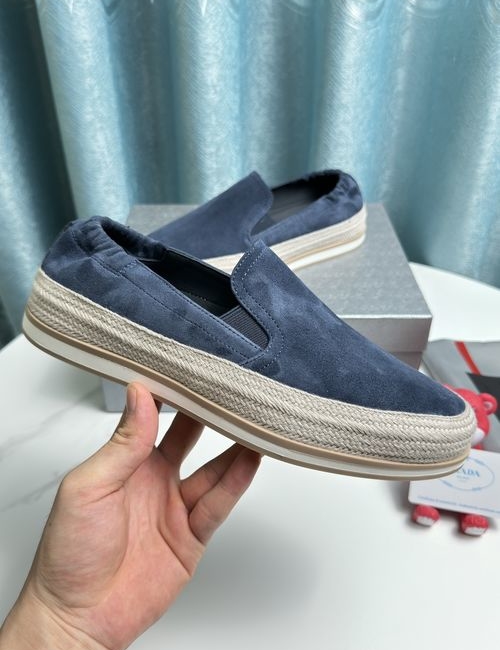 Prada Goat Leather Stitching Casual Shoes