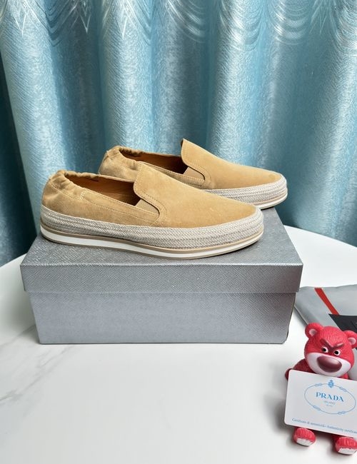 Prada Goat Leather Stitching Casual Shoes
