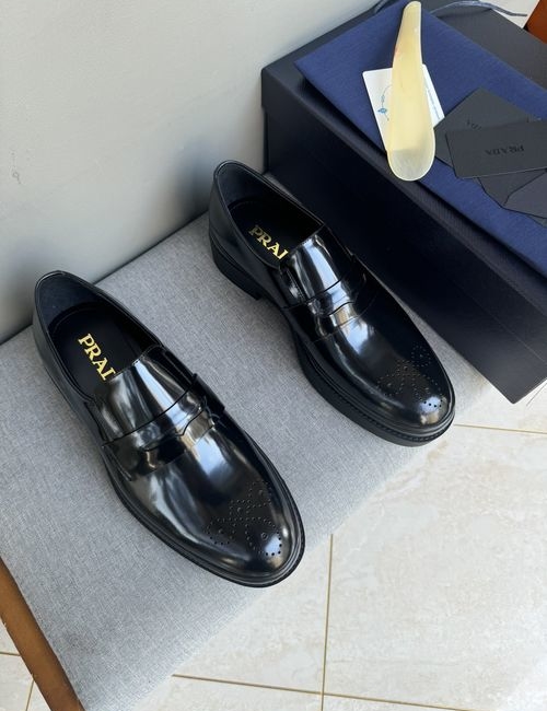 Prada Patent Leather Carved Derby Shoes