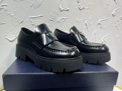 Prada Lace-Up Leather Derby Shoes