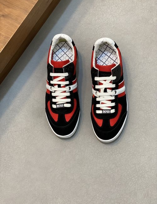 Hugo Boss Leather And Knit Paneled Casual Sneakers