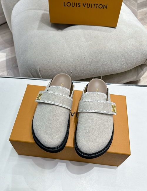 Louis Vuitton LV Closed Toe Wool Lined Flat Mules