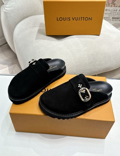 Louis Vuitton LV Closed Toe Wool Lined Flat Mules