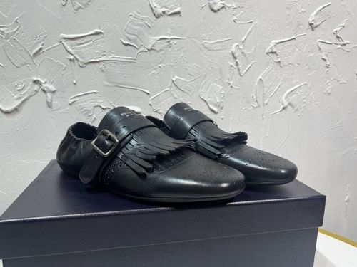 Prada Vintage Tassel Slip-On Leather Derby Shoes