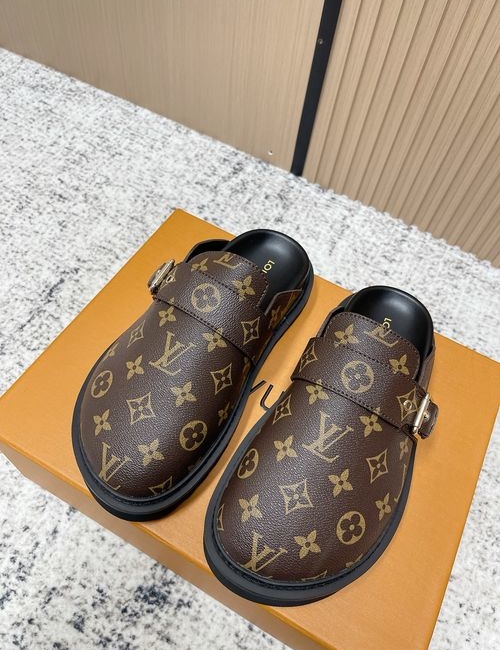 Louis Vuitton LV Adjustable Buckle Birkenstyle Slip-On Shoes
