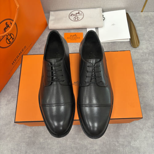 Hermes Three-joint Oxford Leather Shoes
