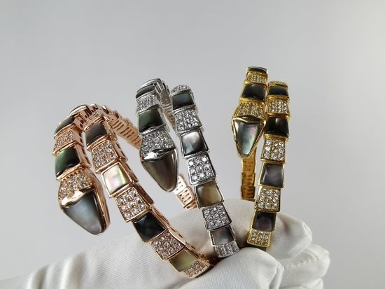 Bvlgari Obsidian Inlaid Diamond Spring Bangle