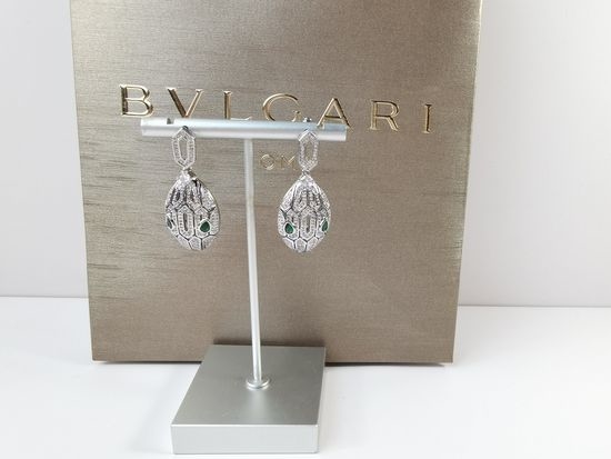 Bvlgari Hollow Snake Shape Diamond Stud Earrings