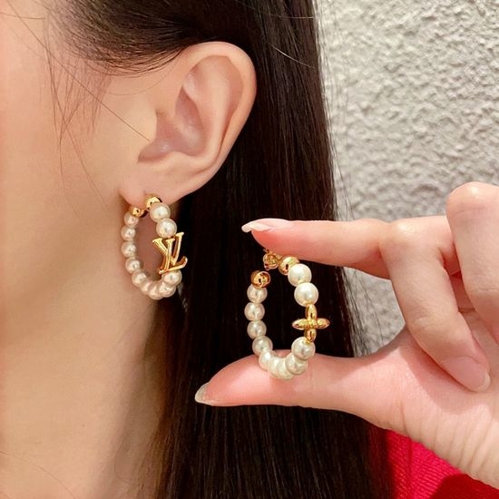 Louis Vuitton LV Clover Pearl Hoop Earrings