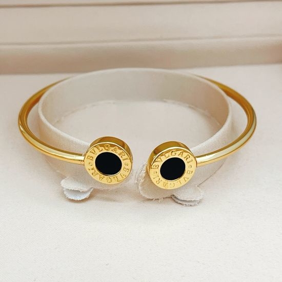 Bvlgari Gold Round Black Ceramic Bangle
