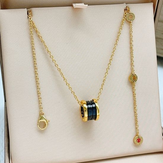 Bvlgari Gold Black Ceramic Pendant Necklace